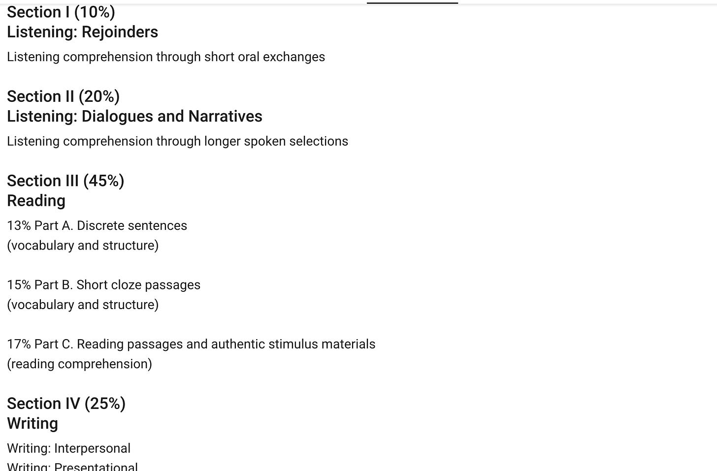CLEP Exams, Spanish, foreign languages