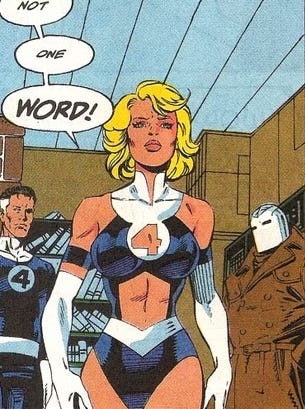 The Invisible Woman's 90s costume, basically a swim suit