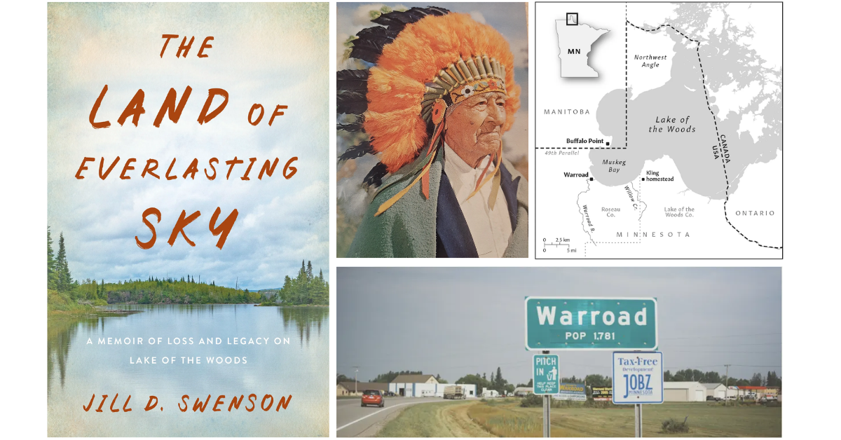 Graphic assembly of photographs related to Jill D. Swenson's book, The Land of the Everlasting Sky: A memoir of loss and legacy on the Lake of the Woods