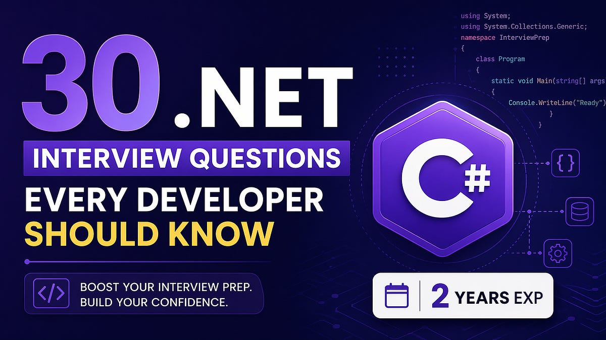 30 .NET Interview Questions Every Developer Should Know (2 Years Exp)