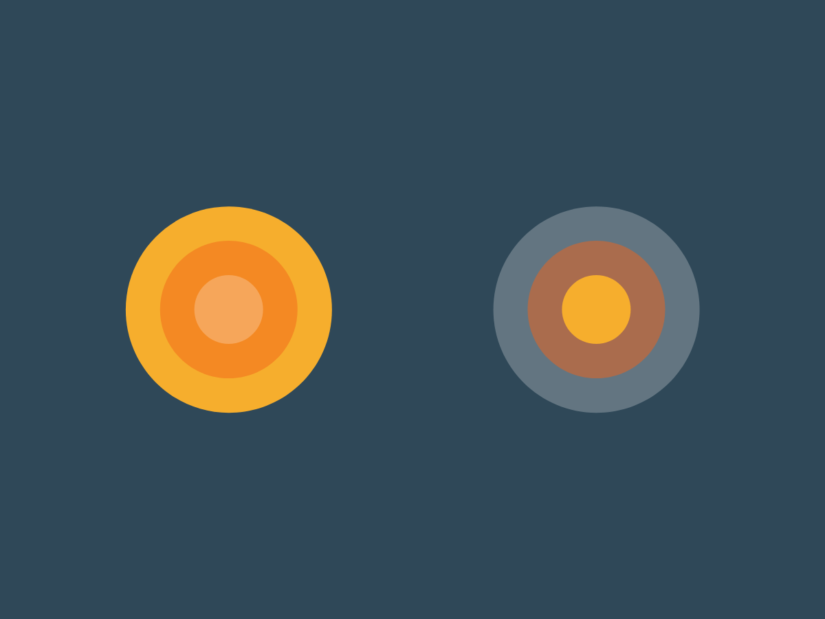 blue background with two yellow and orange targets in the middle