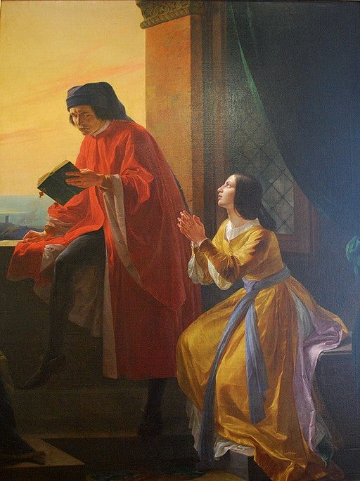 Man and woman on castle balcony, he reading a book, she looking at him imploringly Man and woman on castle balcony, he reading a book, she looking at him imploringly