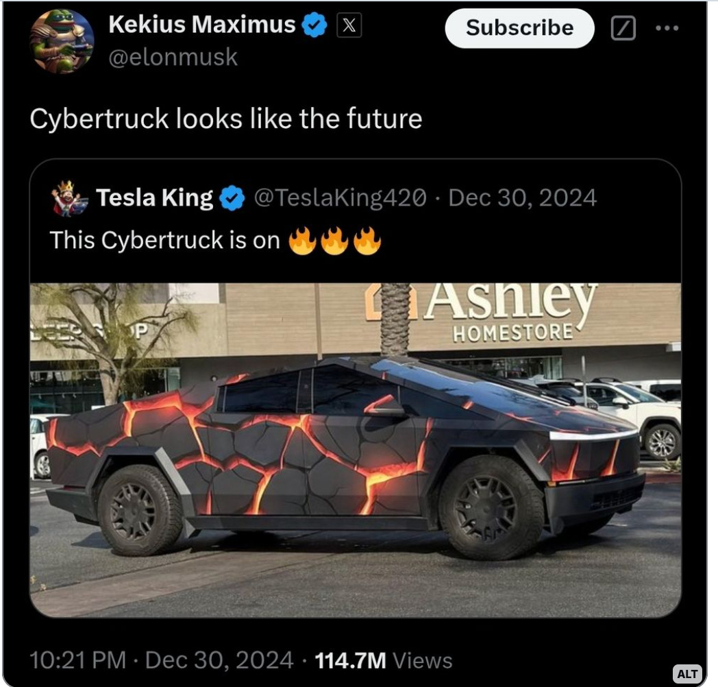 Screenshot from Elon Musk's Twitter account showing his new avatar: Pepe the Frog and the name Kekius Maximus Screenshot from Elon Musk's Twitter account showing his new avatar: Pepe the Frog and the name Kekius Maximus