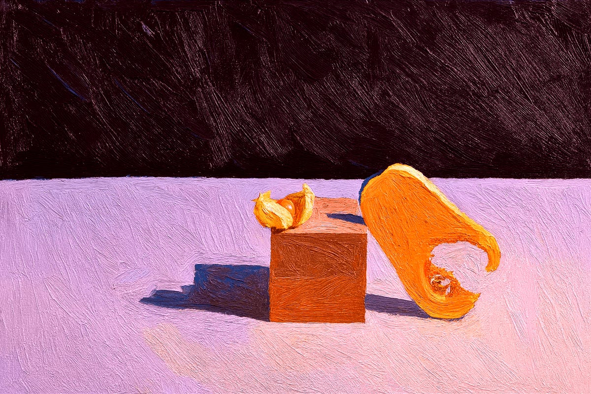 A soft, ripe papaya, bitten and leaning against a wooden block on a purplish background. A soft, ripe papaya, bitten and leaning against a wooden block on a purplish background.