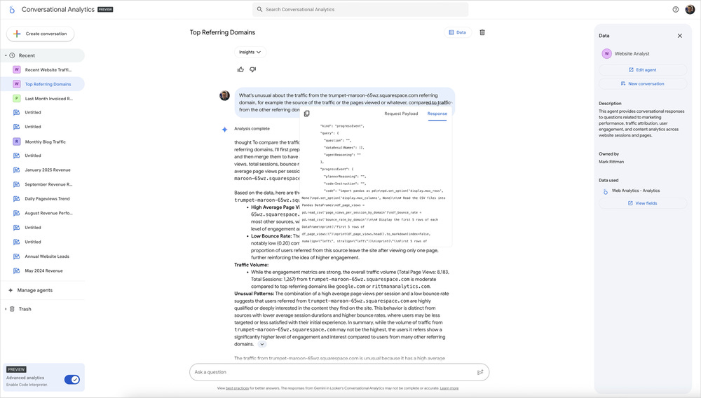 Introducing Conversational Analytics, Data Agents and Code Interpreter ...