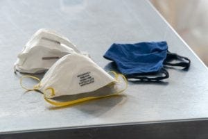 Masks on a table