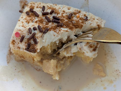 Finished Tres Leches Cake. With extra sprinkles. Yummm.