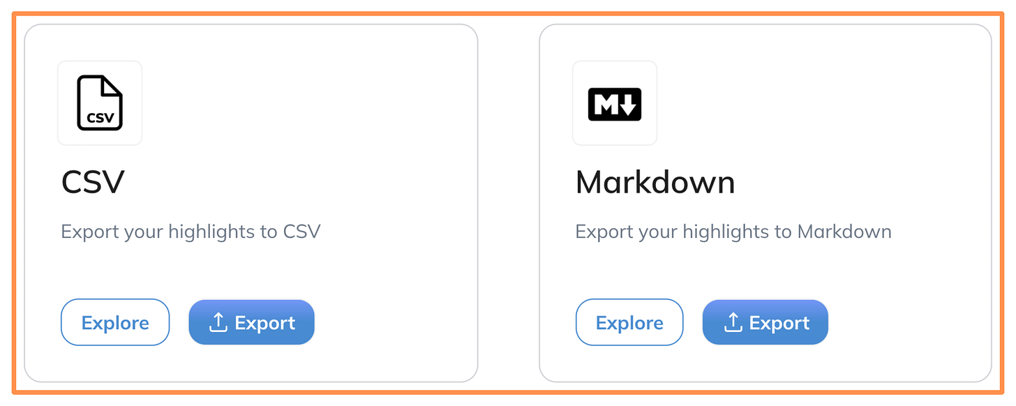 Export to CSV or Markdown