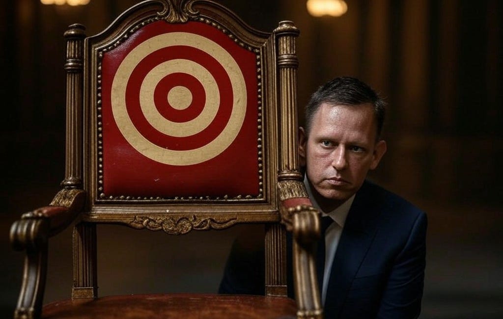 "Thiel's career has mostly been about changing the world, not through making arguments, but through exercising brute force."