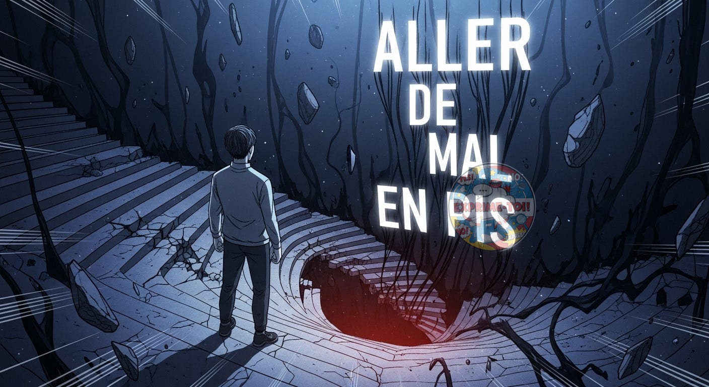 Aller de mal en pis : sens, origine et usage - by Kalam-san
