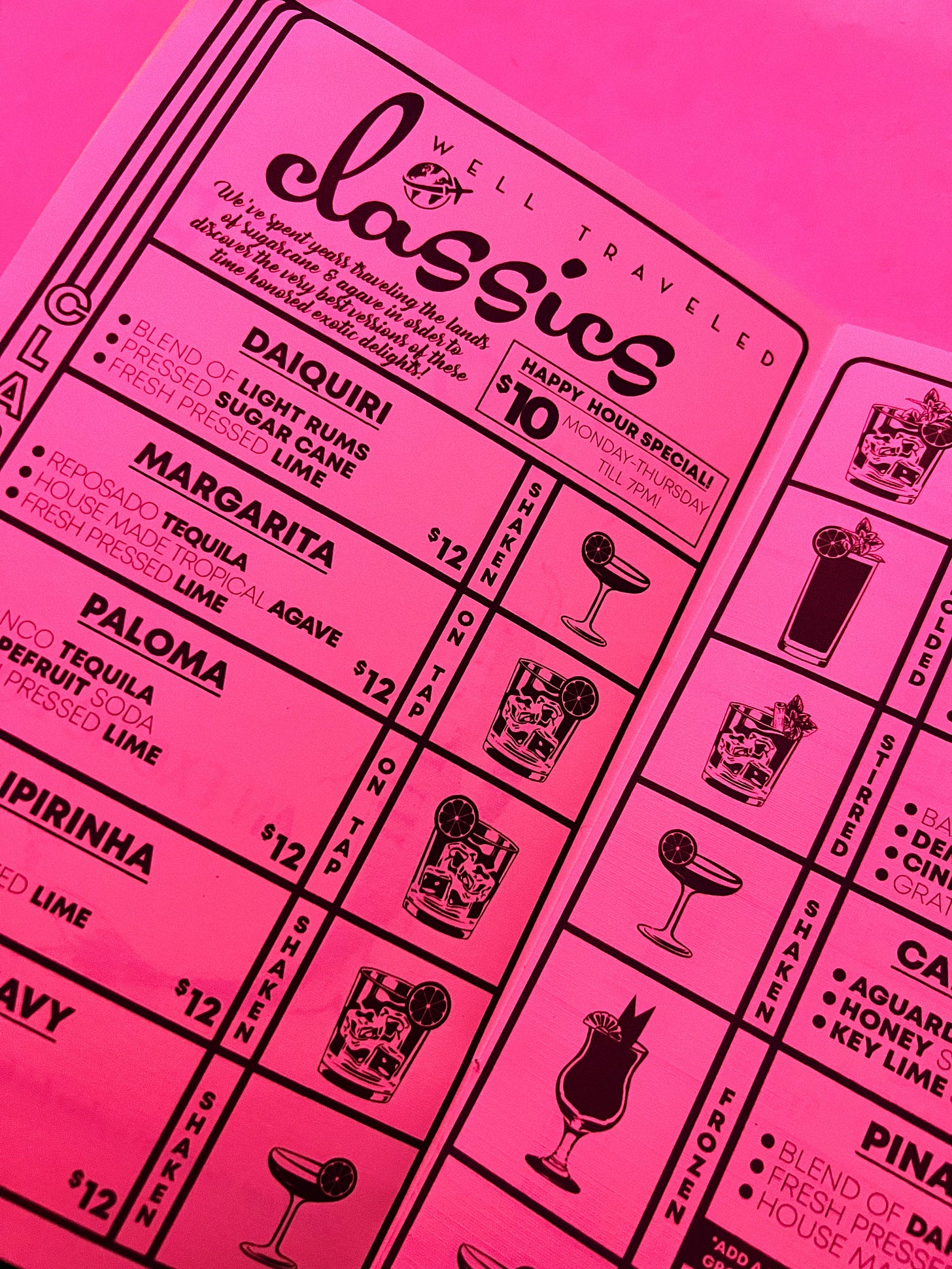 pink menu
