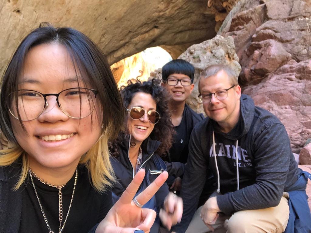 family of 4 on a hike in Arizona