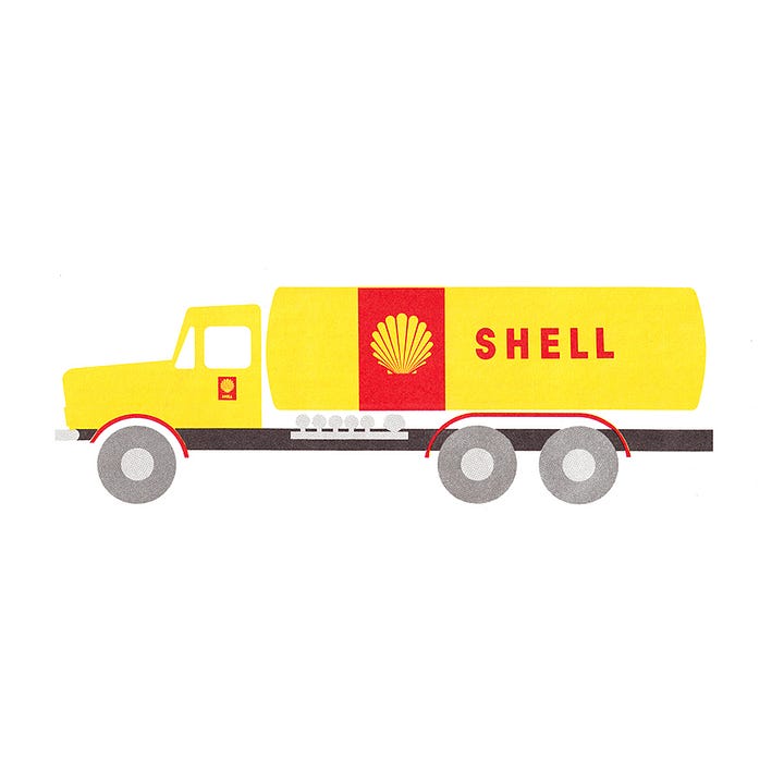 Shell corporate identity, logo and vehicle livery proposals by Yusaku Kamekura, 1963