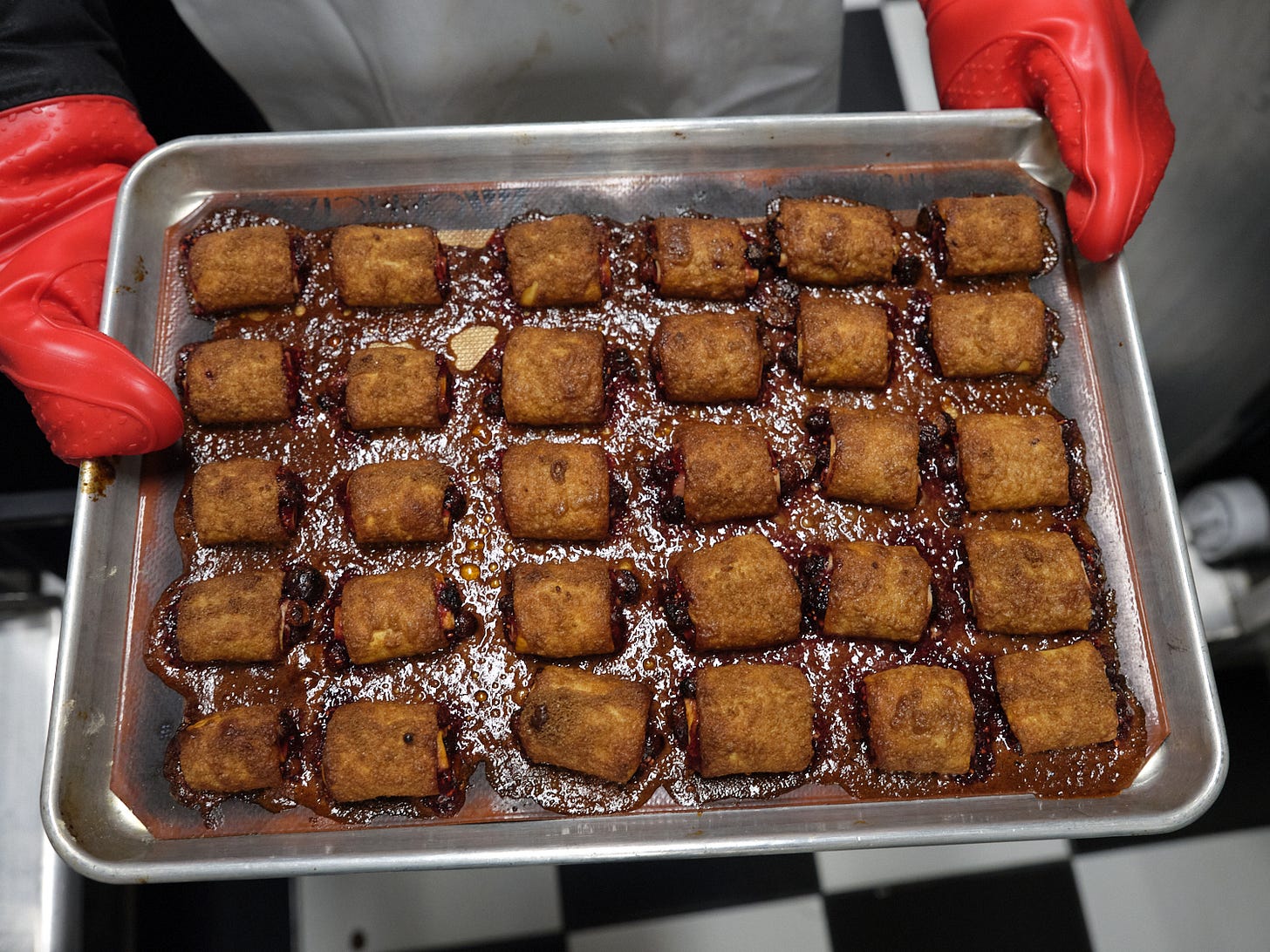 Raspberry-raisin rugelach, hot out of the oven