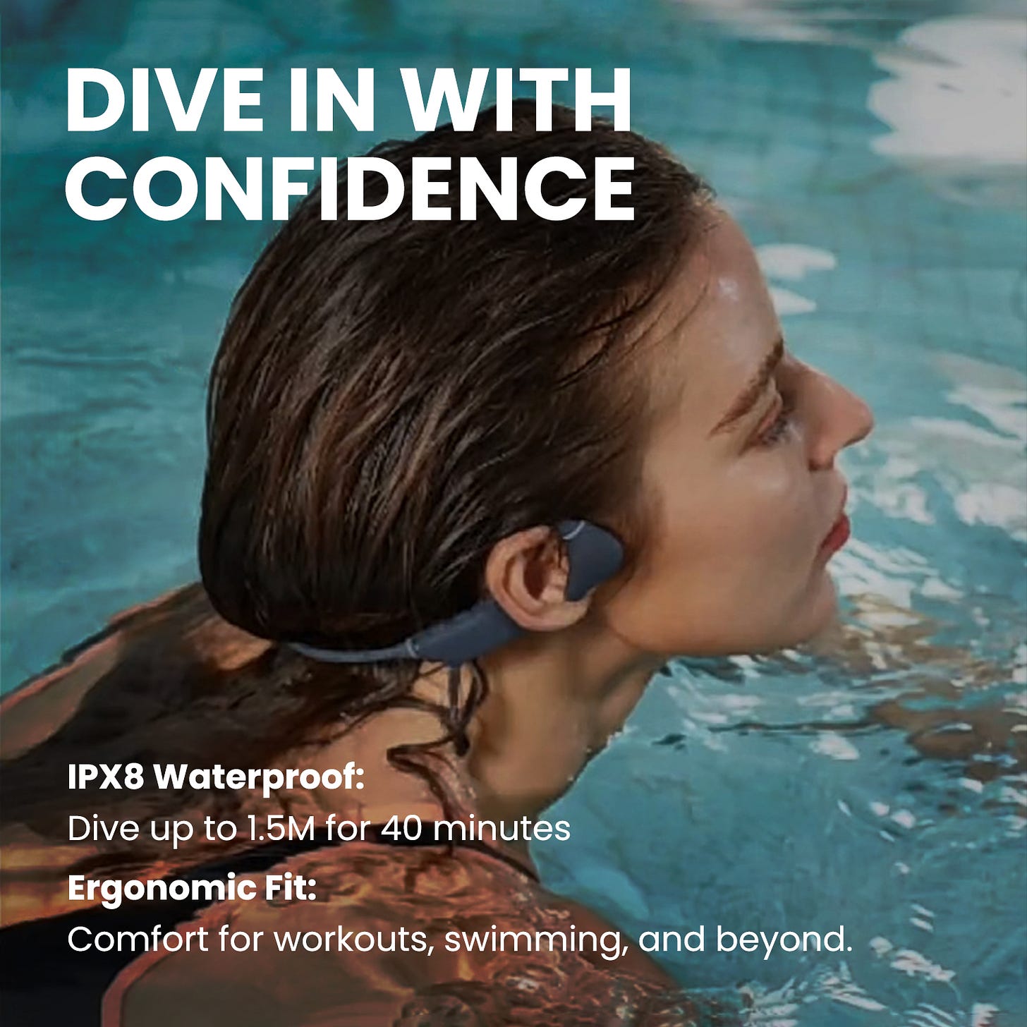 swimmer wearing drip-fly oz5 headphones
