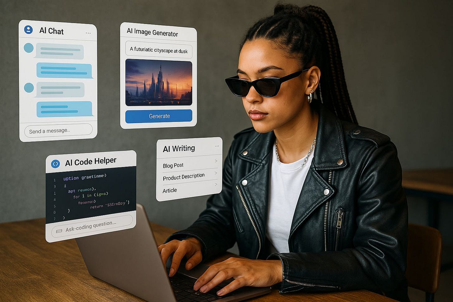 Gen Z Entrepreneur Working AI-Style