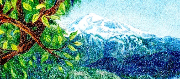 Detail from “The Seeker” from the Gaian Tarot. Art by JPC.