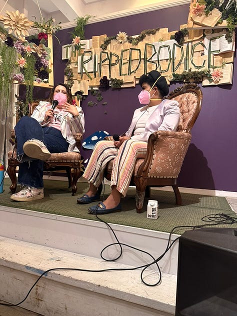 Various photos of Lauren at Because Fat Girl book events.