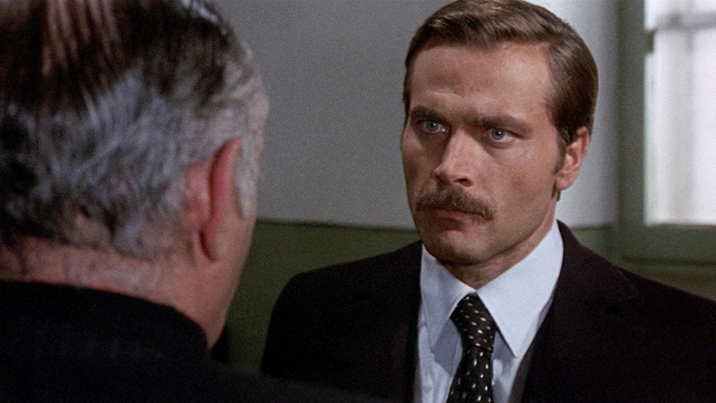 Confessions of a Police Captain | Still features Franco Nero in a confrontation with Martin Balsam.