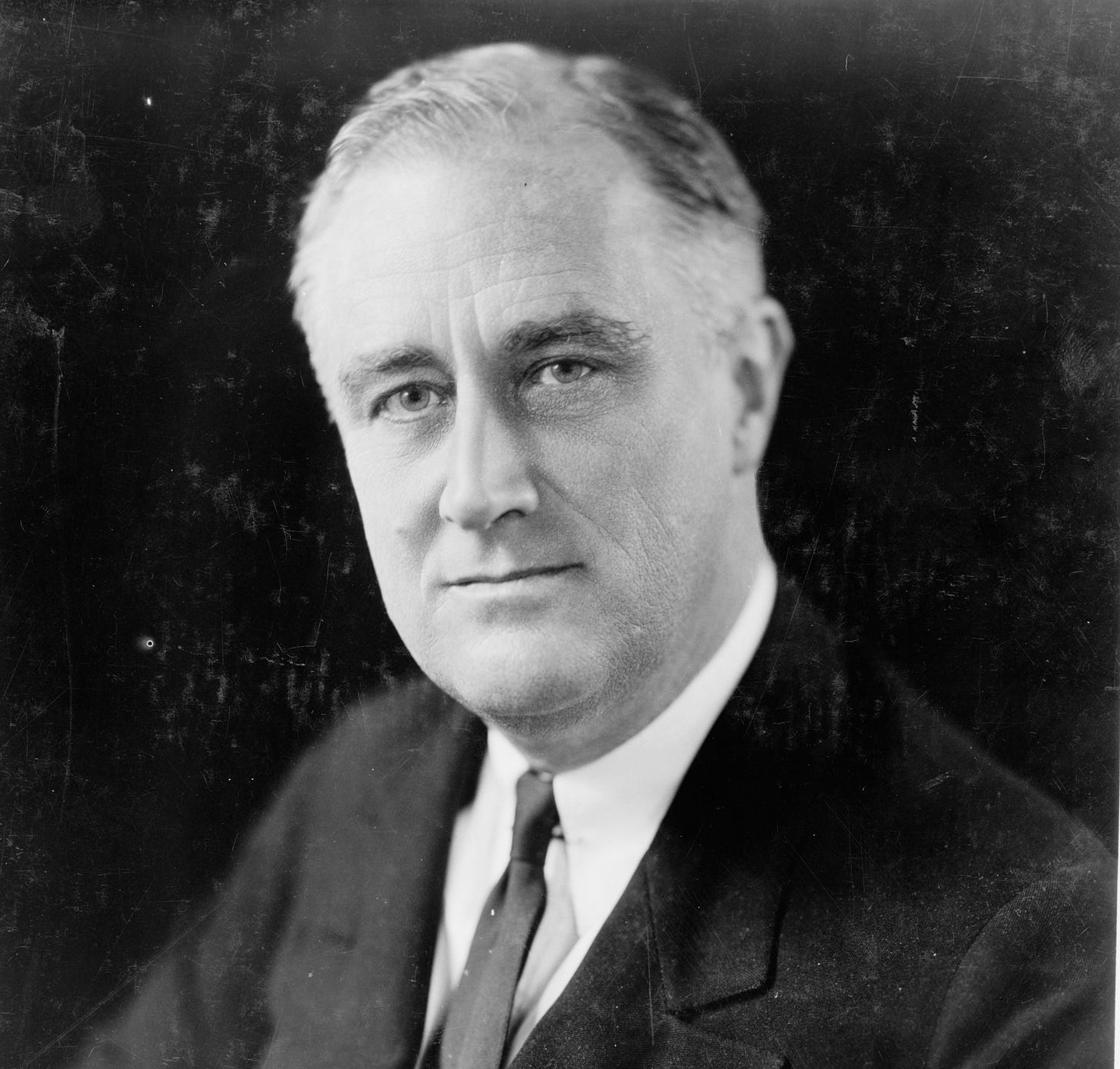 [Franklin Delano Roosevelt, head-and-shoulders portrait, facing slightly left]. Photograph by photographer Elias Goldensky, c1933. From the Presidential File Collection. Library of Congress Prints & Photographs Division.

https://www.loc.gov/item/96523441/