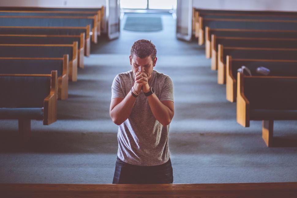 Free Stock Photo of Man Praying in Church | Download Free Images and Free  Illustrations