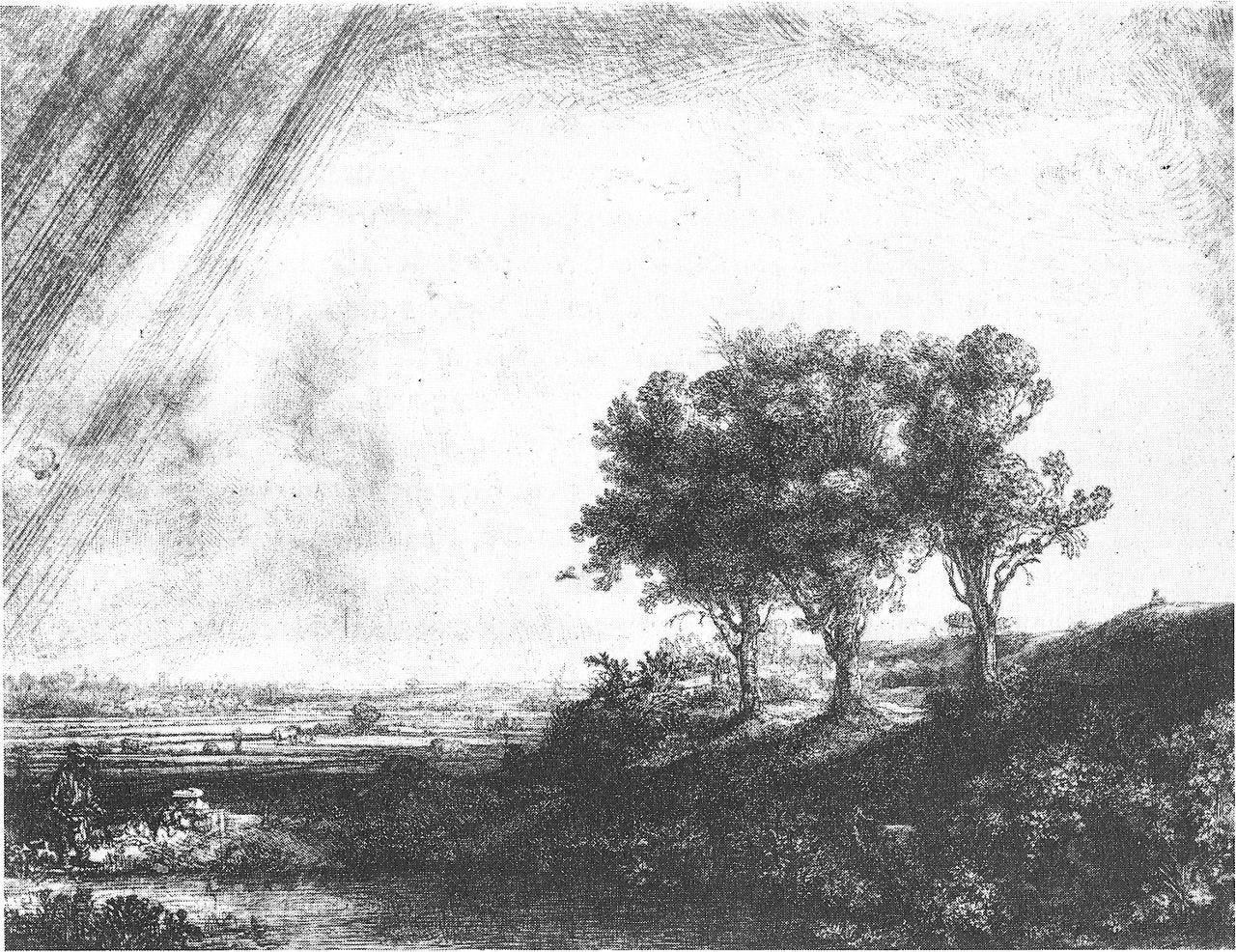 Rembrandt Three Trees etching Rembrandt Three Trees etching