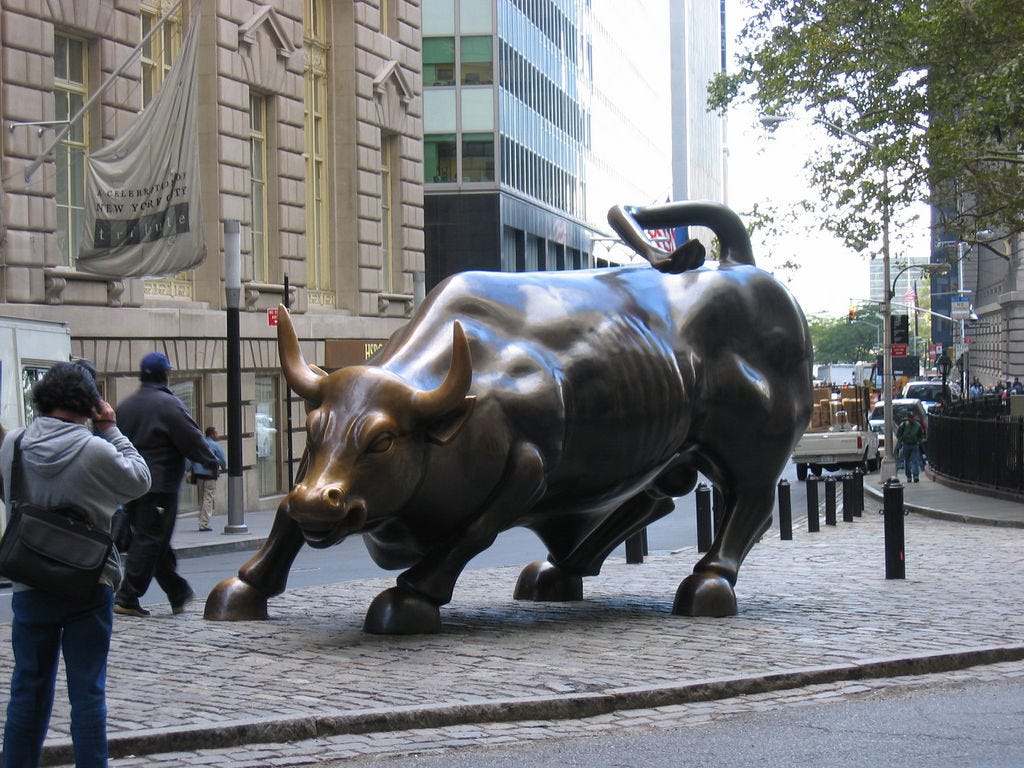 The bull sculpture on Wall Street