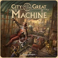 Board Game Covers: Planet Steam, Mission Red Planet, Leviathans, City of the Great Machine, Steampunk Rally