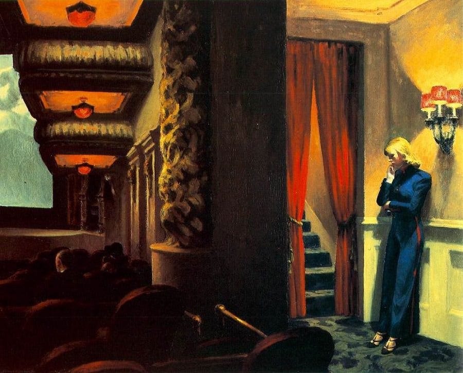 Edward Hopper, "New York Movie," 1939. Museum of Modern Art, New York. The usherette is Jo. Edward Hopper, "New York Movie," 1939. Museum of Modern Art, New York. The usherette is Jo.