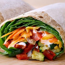 Rainbow Veggie & Hummus Wrap with Sauerkraut