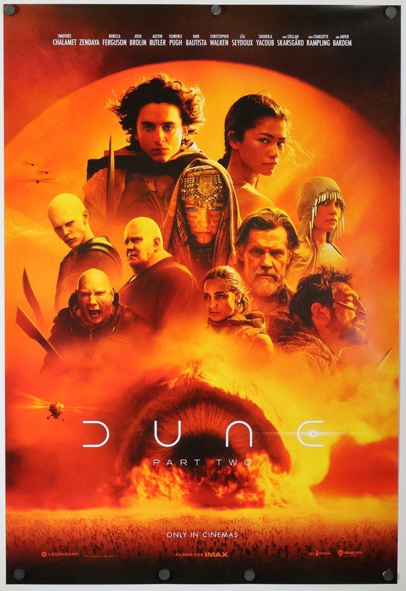 Dune Part Two Theatrical Style Movie Poster 27.5x39 2 Sided Style D - Etsy