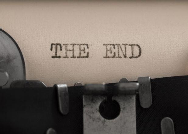 This may contain: an old fashioned typewriter with the word the end printed on it's paper This may contain: an old fashioned typewriter with the word the end printed on it's paper