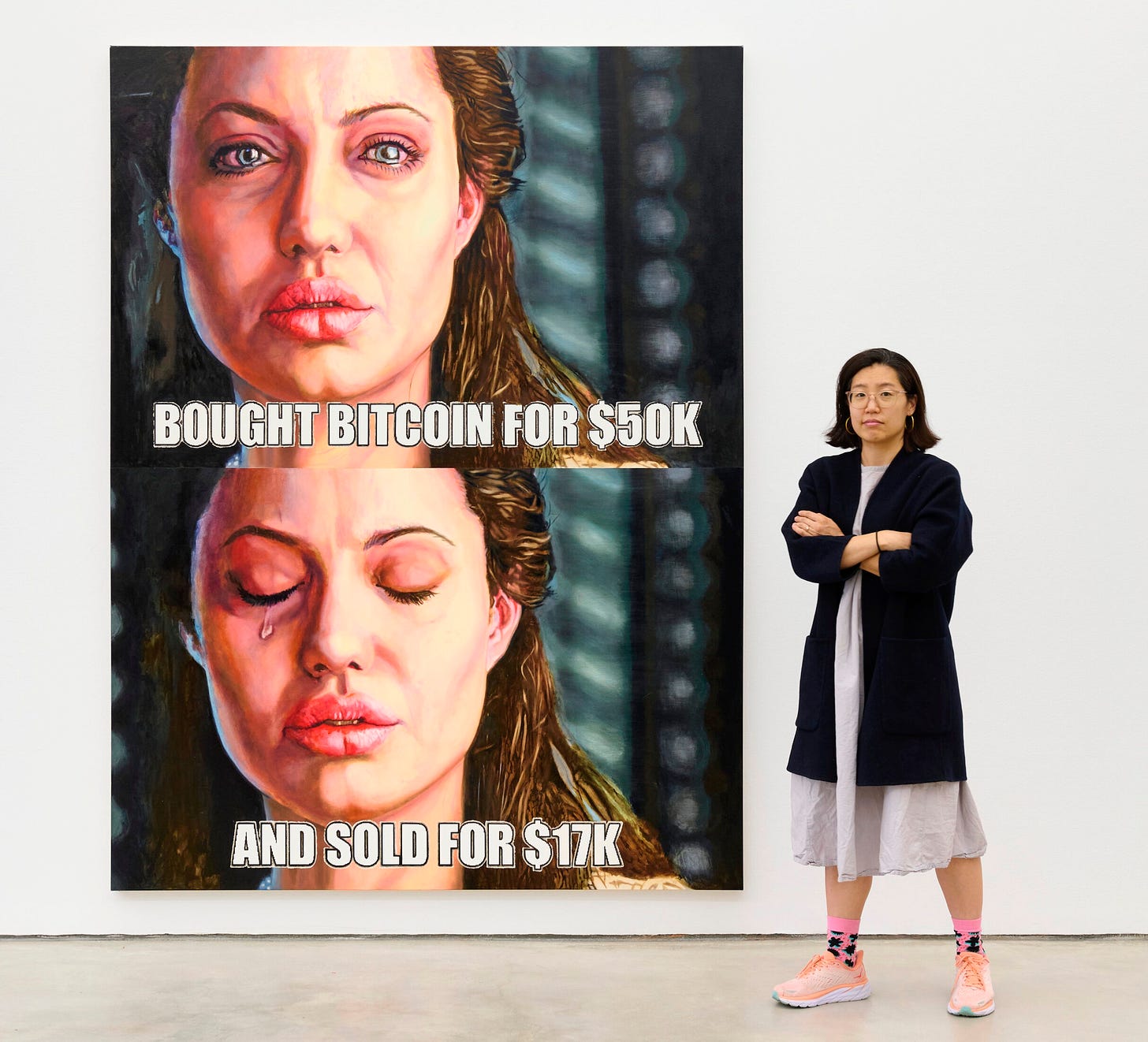 Angelina Jolie Crying, 2024, oil and acrylic on canvas