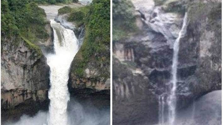 San Rafael Waterfall, before and after San Rafael Waterfall, before and after