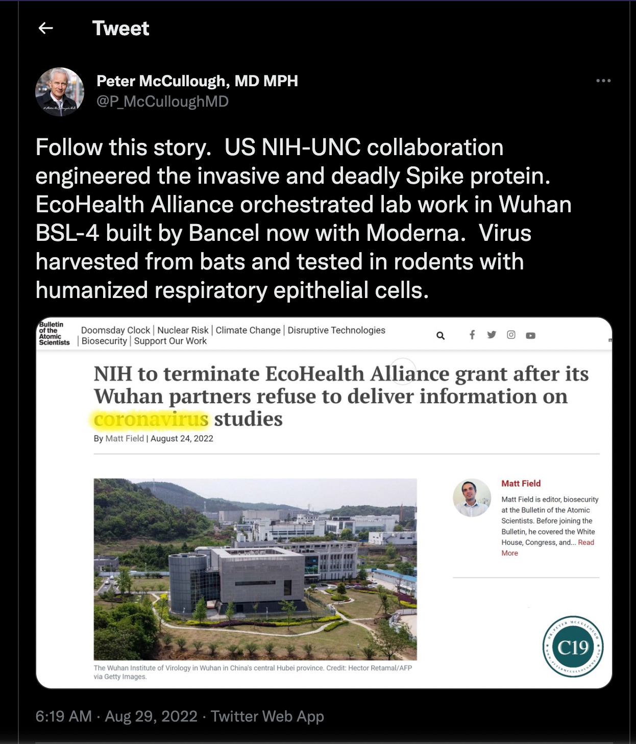 Ralph Baric was Researching Coronavirus Induced Myocarditis BACK IN THE 80s/90s