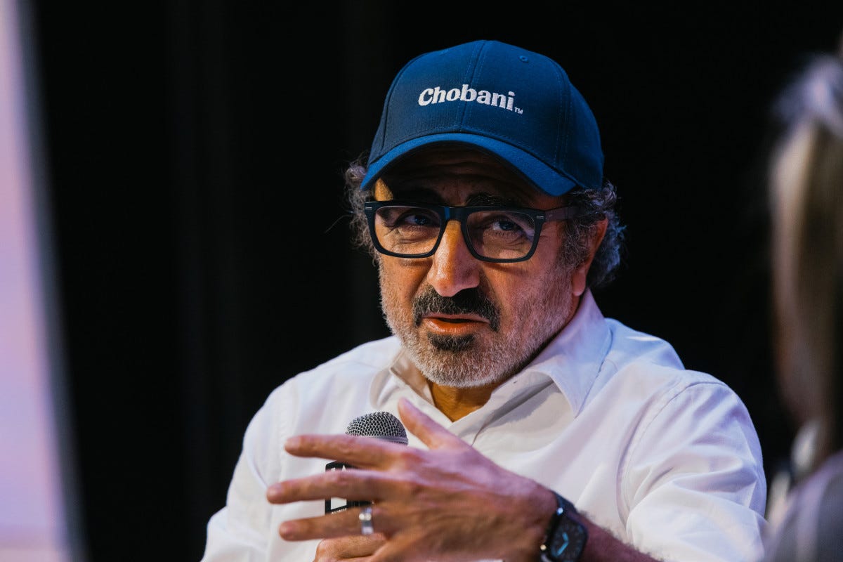 Hamdi Ulukaya, founder and chief executive officer of Chobani LLC, speaks during the South by Southwest (SXSW) festival in Austin, Texas, US, on Saturday, March 11, 2023. Throngs of musicians hoping for a big break, tech leaders, filmmakers and celebrities will descend upon the conference and multiple festivals that take place over 10 days, highlighting technology, film, culture and music. Photographer: Jordan Vonderhaar/Bloomberg via Getty Images