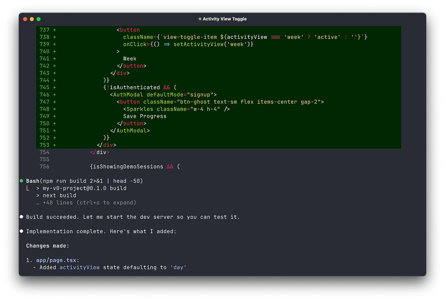 A Screenshot of Claude Code, showing new code that it's added as part of an implementation plan A Screenshot of Claude Code, showing new code that it's added as part of an implementation plan