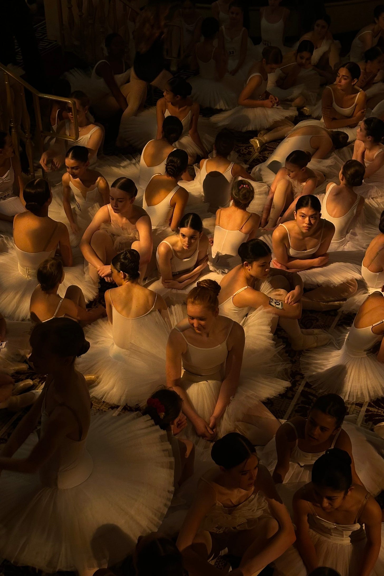 ballet girls, mostly white, all in tutus