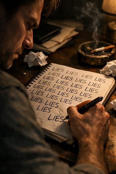 Person writing deception