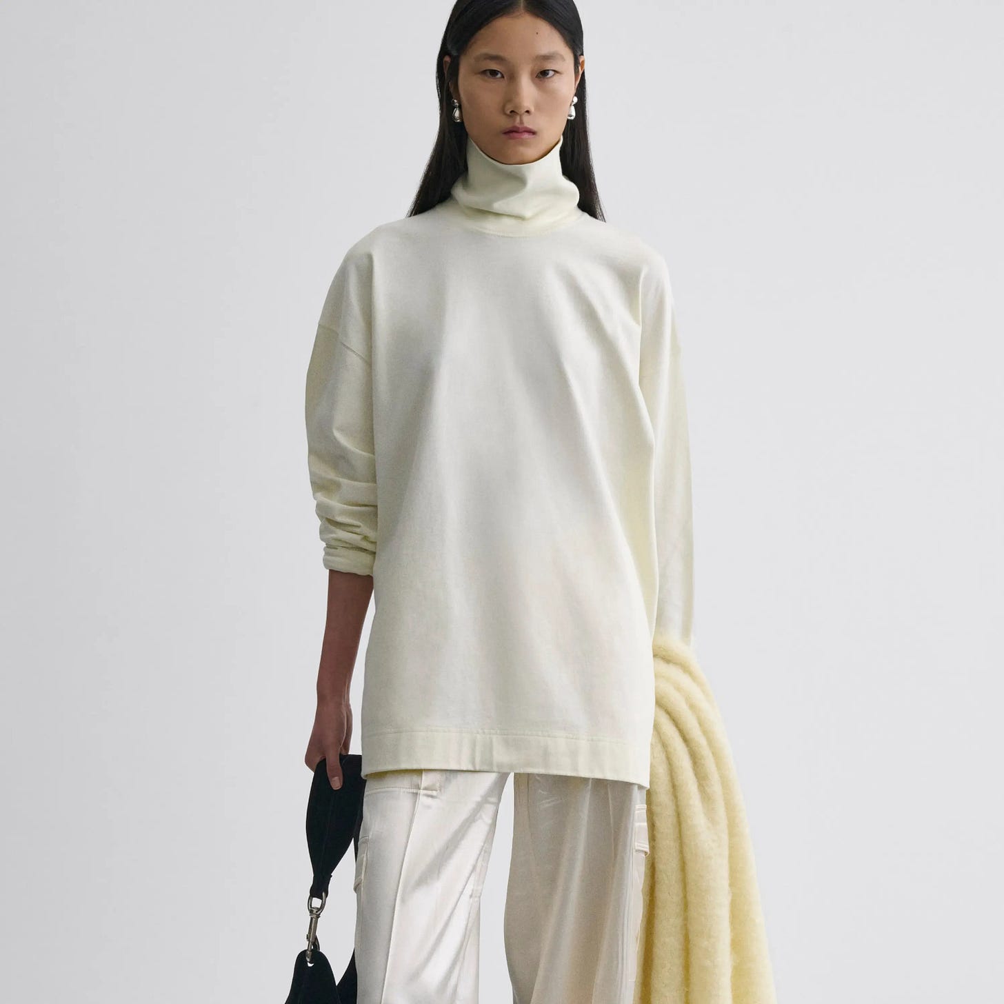 RELAXED LONG SLEEVE JERSEY | cream cotton jersey