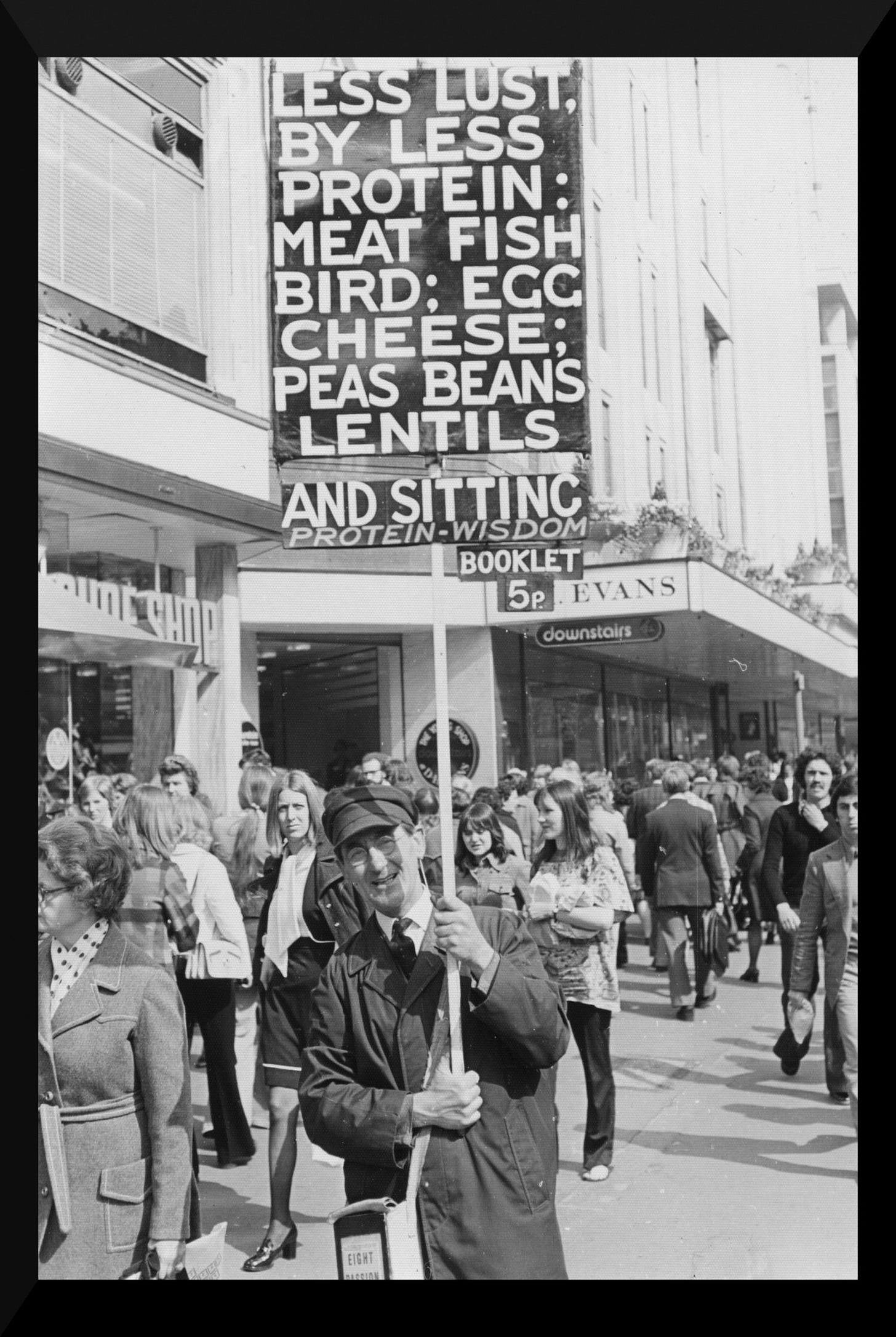 Stanley Green, The Protein Man, in a photo taken approx 1980 in Oxford Street London. Stanley Green, The Protein Man, in a photo taken approx 1980 in Oxford Street London.