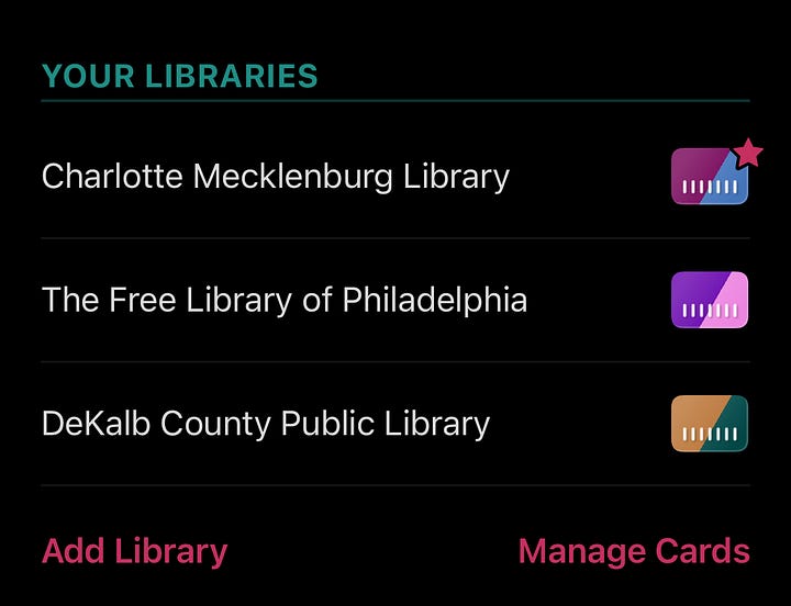 Screenshots of the Libby App