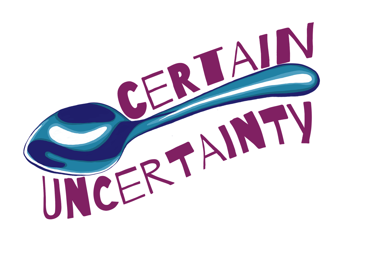 Illustrated graphic of a spoon with the text, “Certain Uncertainty" wrapping around it. Illustrated graphic of a spoon with the text, “Certain Uncertainty" wrapping around it. 