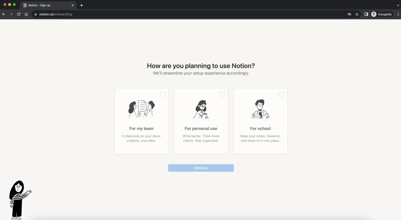 Notion setup screenshot Notion setup screenshot