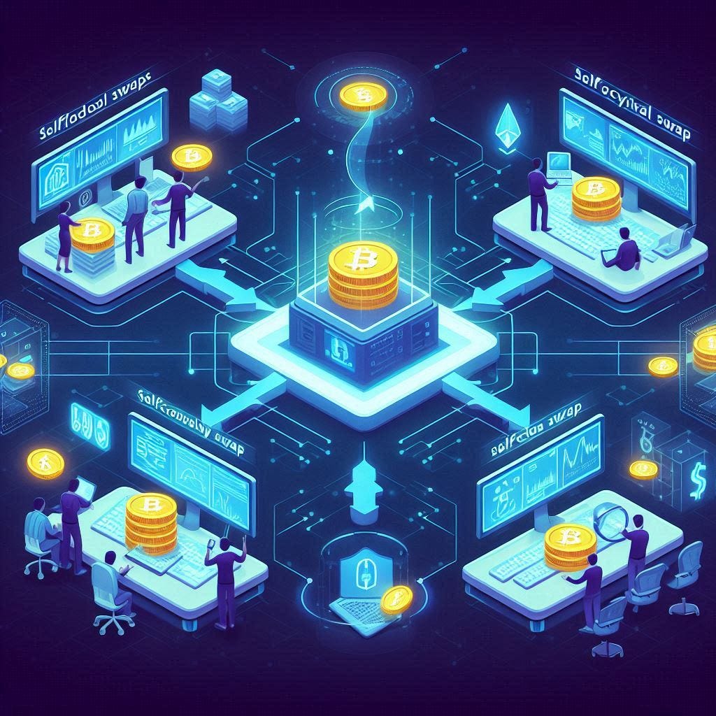 Image depicting the process of self-custodial swaps on Boltz.exchange. Image depicting the process of self-custodial swaps on Boltz.exchange.