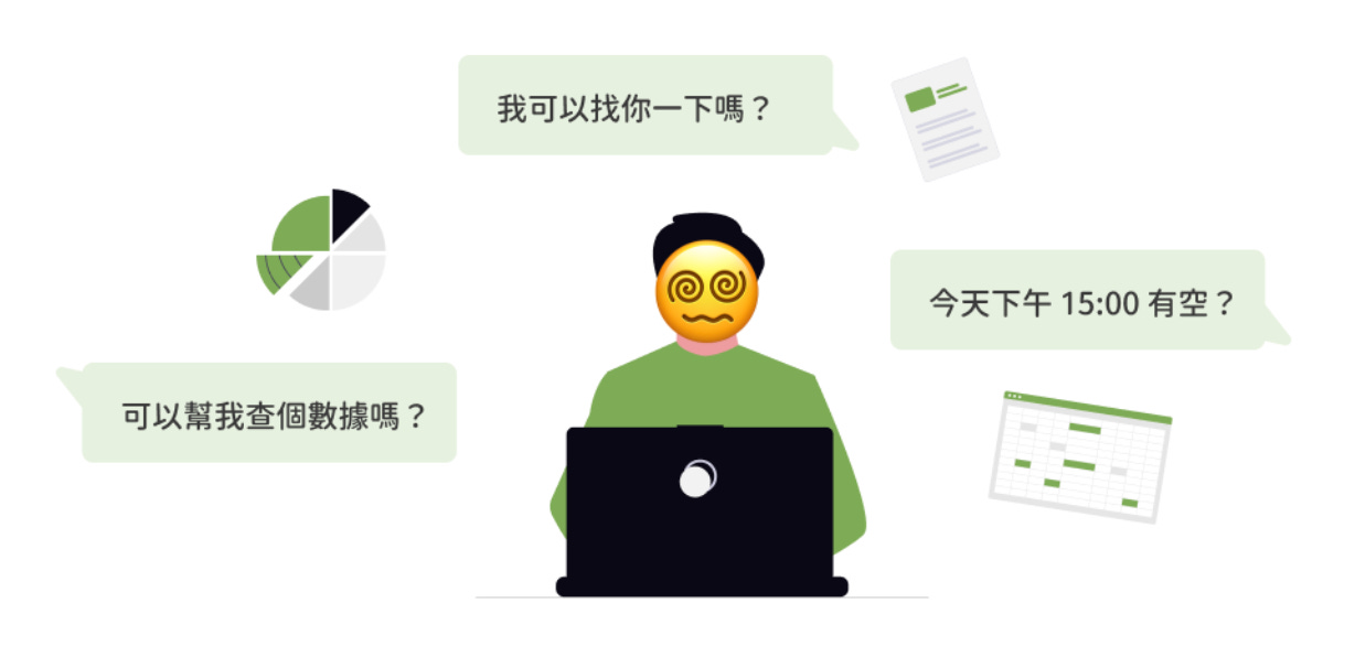 同事打斷當下狀態示意