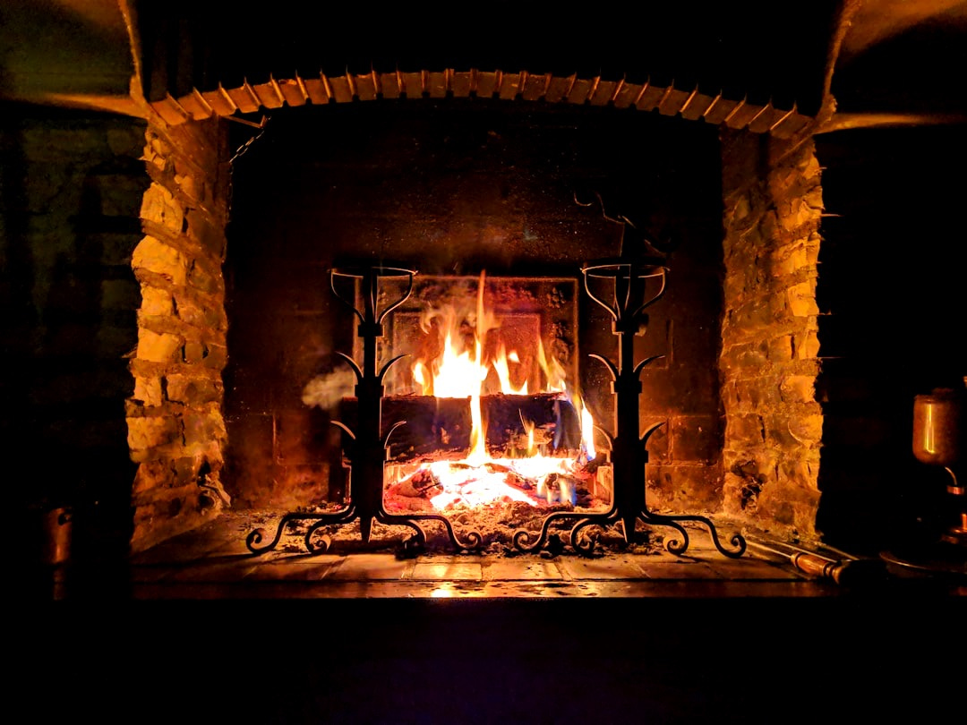 fire burning on fireplace