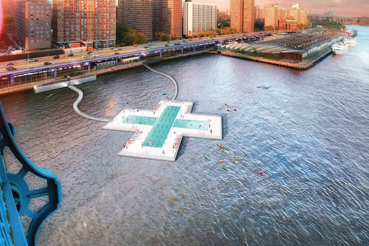 The floating and self-filtering + Pool will allow New Yorkers to enjoy a safe swim in the East River
