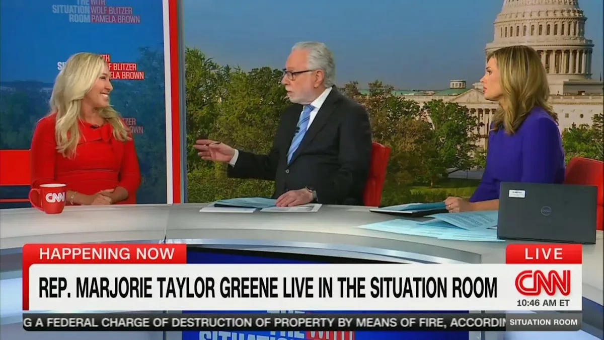 CNN's Wolf Blitzer Gushes Over 'Courageous Politician' Marjorie Taylor  Greene