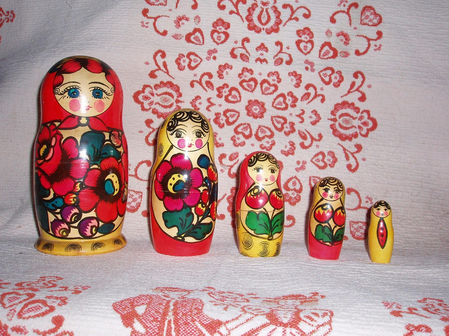 A bunch of Russian dolls.